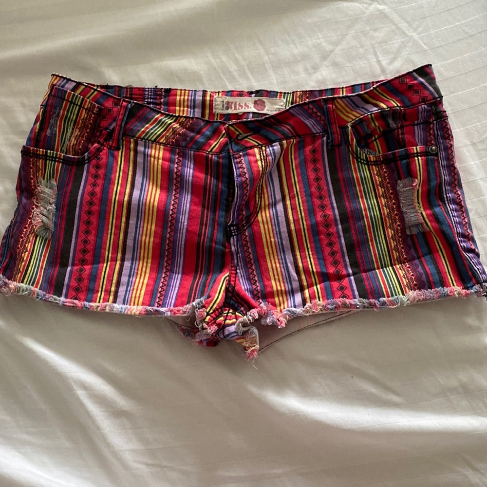 Retro printed Jean shorts